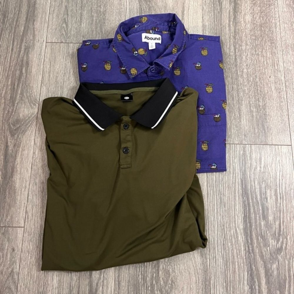 Men’s XL Tops Bundle – Blue Button-Down & Green Polo